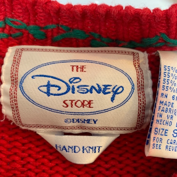 The Disney Store Winnie the Pooh Christmas Knit Cardigan Size Small Red VTG Rare - Picture 2 of 16